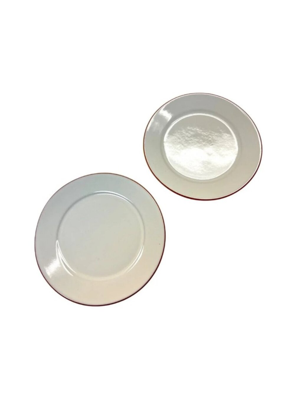 Set Of 2 Loneoak & Co Ceramic Plates With Terracotta Base